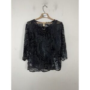 Choices Womens Shirt Small Black Velvet Burnout Fairy‎ Gothic Evening Whimsigoth